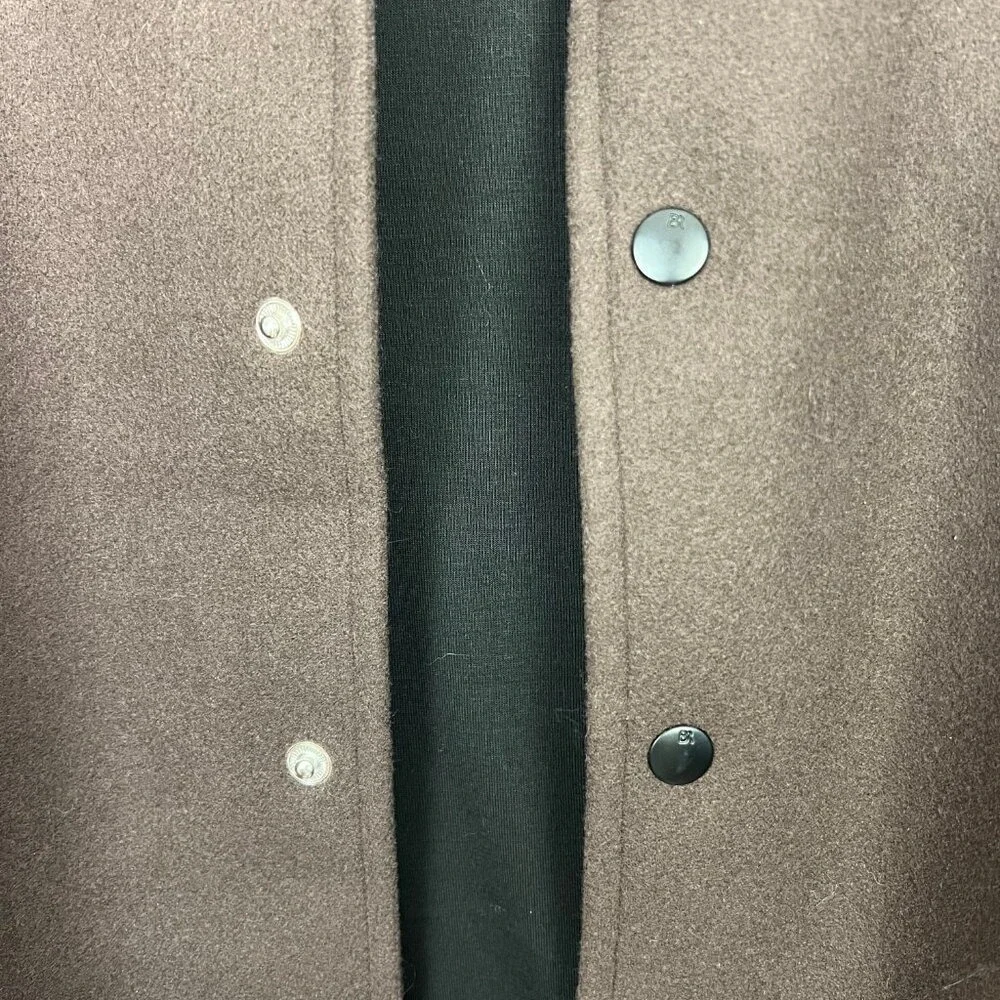 Banana Republic Varsity Jacket Men's Small Brown Black Suede Sleeve Snap zq